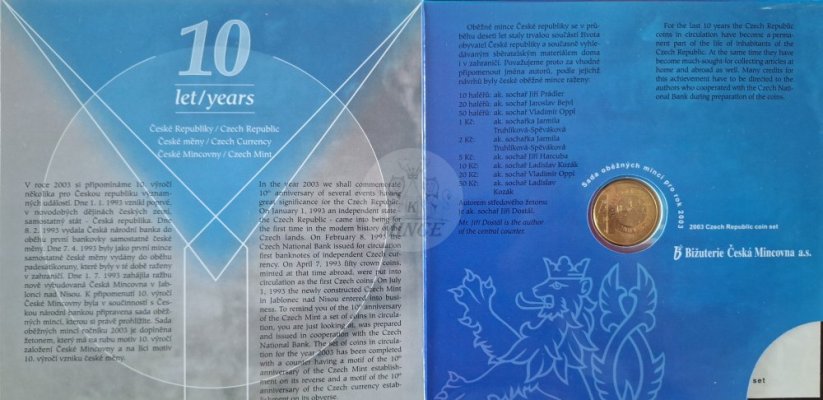 Sada oběžných mincí ČR 2003, 10. výročí založení mincovny BK