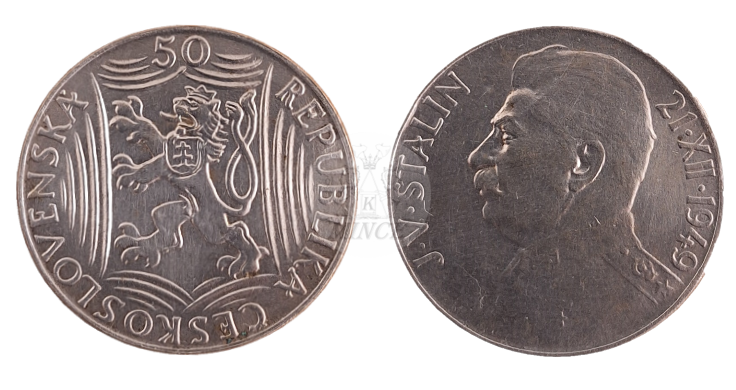 50 Kčs 1949 Sedmdesáté výročí narození J. V. Stalina