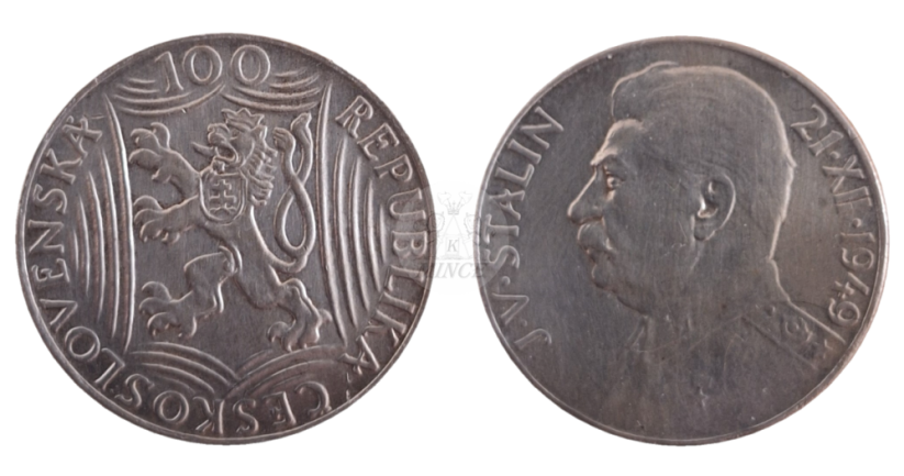 100 Kčs 1949 Sedmdesáté výročí narození J. V. Stalina