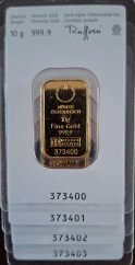 Investiční zlatý slitek - cihlička 10 g Kinebar - Münze Österreich SN: 373402
