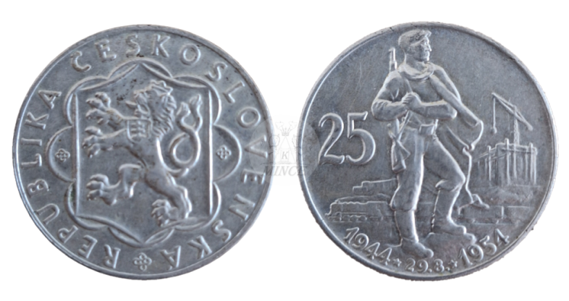 25 Kčs 1954 Desáté výročí Slovenského národního povstání