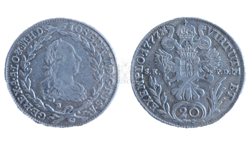 20 krejcar Josef II. 1777 B, S.K.-P.D. Kremnica