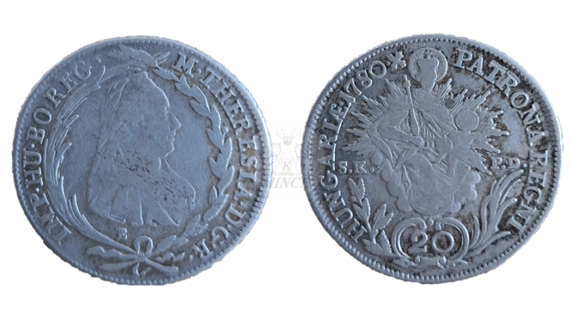 20 krejcar Marie Terezie 1780 B, S.K.-P.D. Kremnica
