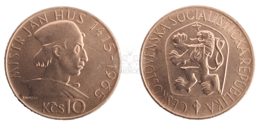 10 Kčs 1965, 550. výročí upálení Jana Husa