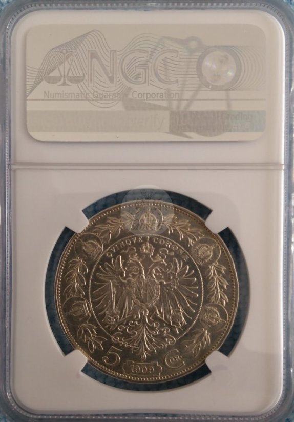 5 koruna 1909 František Josef I. SCHWARZ, NGC