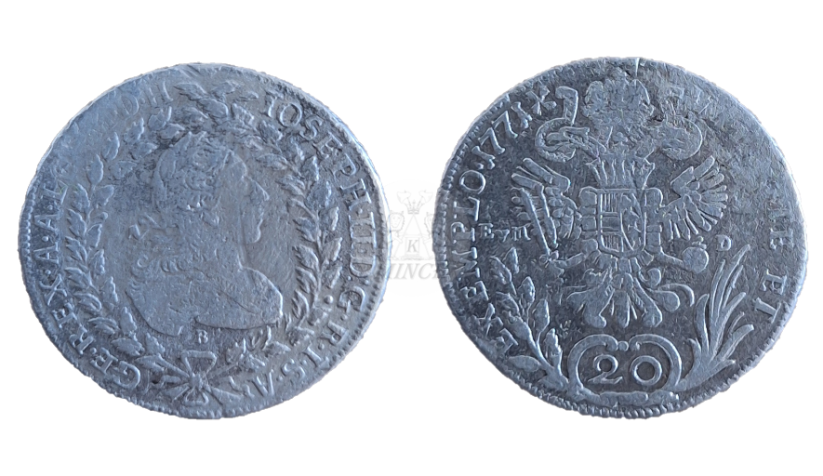 20 krejcar Josef II. 1771 B, EvM.-D. 
