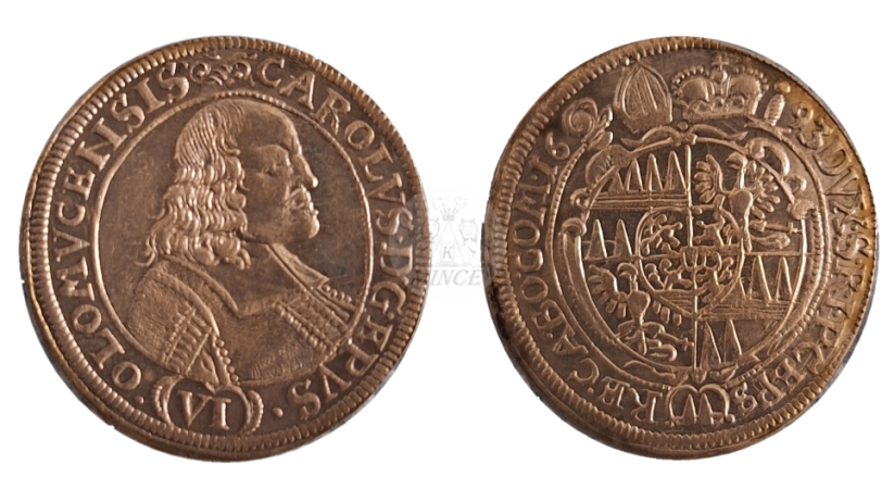 6 krejcar Karel II. z Liechtensteina 1693 Kroměříž (1664 - 1695)