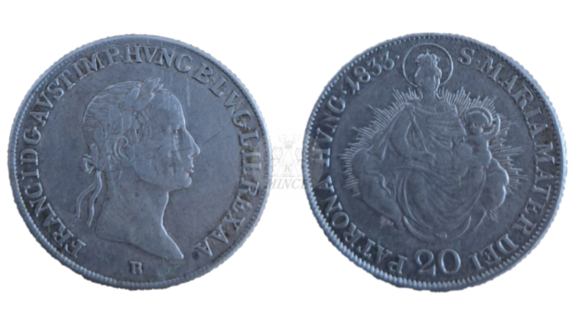 20 krejcar František I. 1833 B Kremnica, uherská ražba s madonou