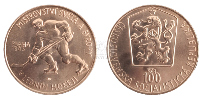 100 Kčs 1985 Mistrovství světa v ledním hokeji