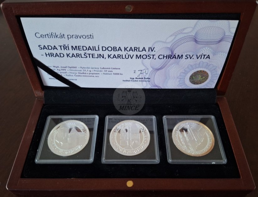 Sada tří medailí doba Karla IV. 