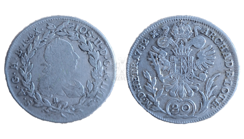 20 krejcar Josef II. 1782 B Kremnica