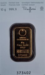 Investiční zlatý slitek - cihlička 10 g Kinebar - Münze Österreich SN: 373402 Investiční zlatý slitek - cihlička 10 g Kinebar - Münze Österreich SN: 373402