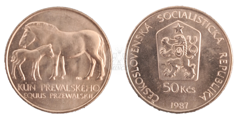 50 Kčs 1987 Zachování chovu koně Převalského v ZOO Praha