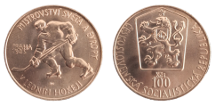 100 Kčs 1985 Mistrovství světa v ledním hokeji