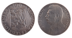 100 Kčs 1949 Sedmdesáté výročí narození J. V. Stalina