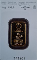 Investiční zlatý slitek - cihlička 10 g Kinebar - Münze Österreich SN: 373401