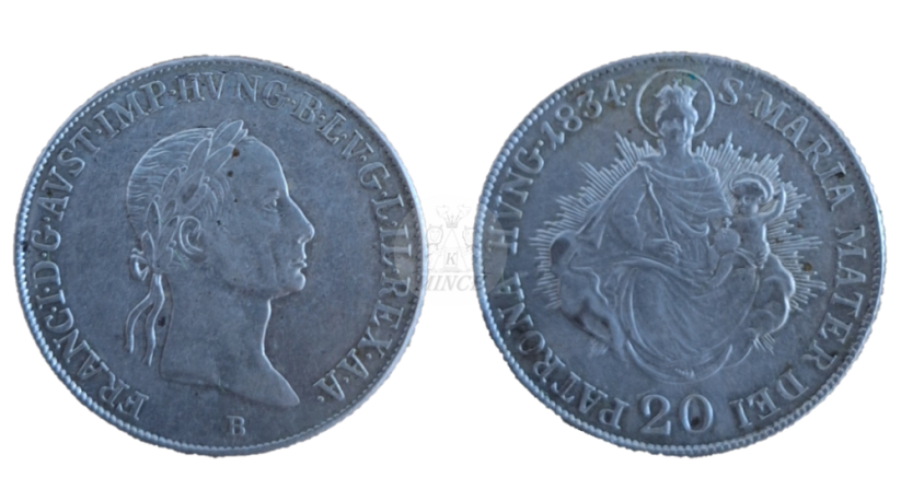20 krejcar František I. 1834 B Kremnica, uherská ražba s madonou