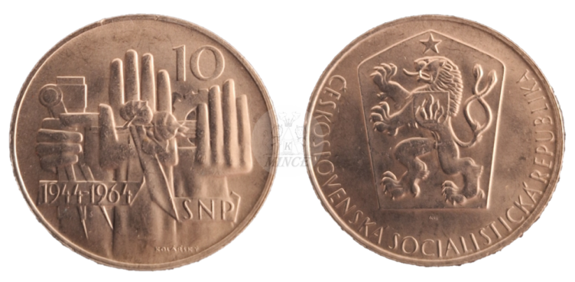 10 Kčs 1964 Dvacáté výročí Slovenského národního povstání