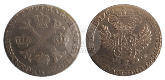 1/2 tolar křížový Marie Terezie 1768 Brusel 