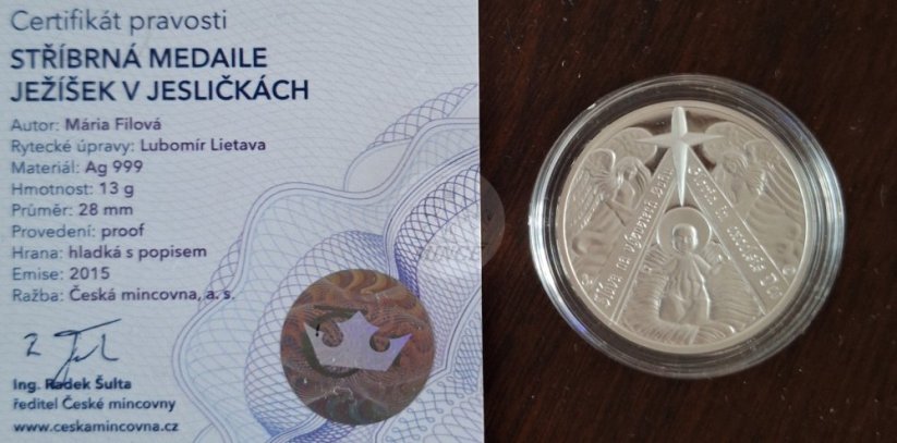 Stříbrná medaile Ježíšek v jesličkách PROOF