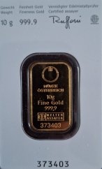 Investiční zlatý slitek - cihlička 10 g Kinebar - Münze Österreich SN: 373403