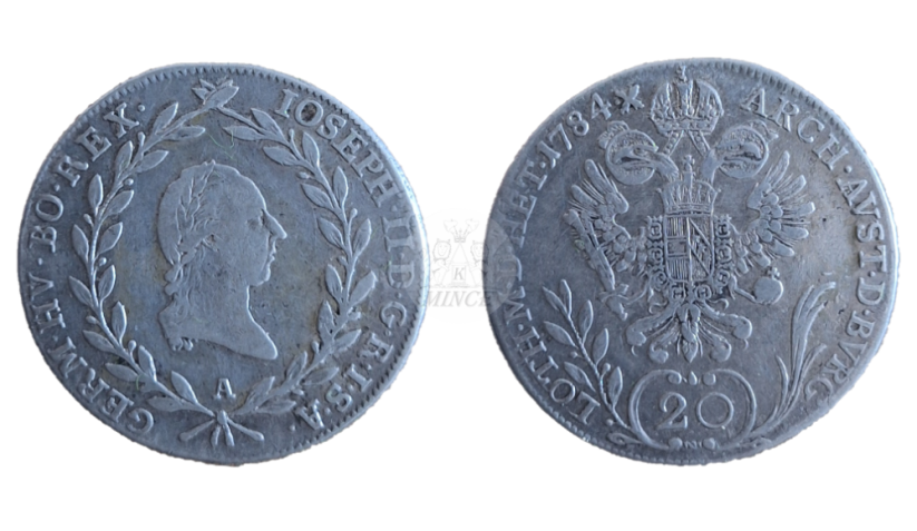 20 krejcar Josef II. 1784 A Vídeň