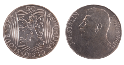 50 Kčs 1949 Sedmdesáté výročí narození J. V. Stalina