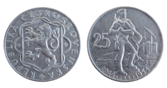 25 Kčs 1954 Desáté výročí Slovenského národního povstání 25 Kčs 1954 Desáté výročí Slovenského národního povstání
