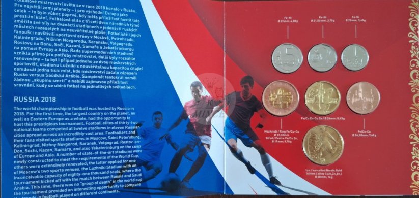 Sada oběžných mincí ČR 2018 MS ve fotbale Rusko BK