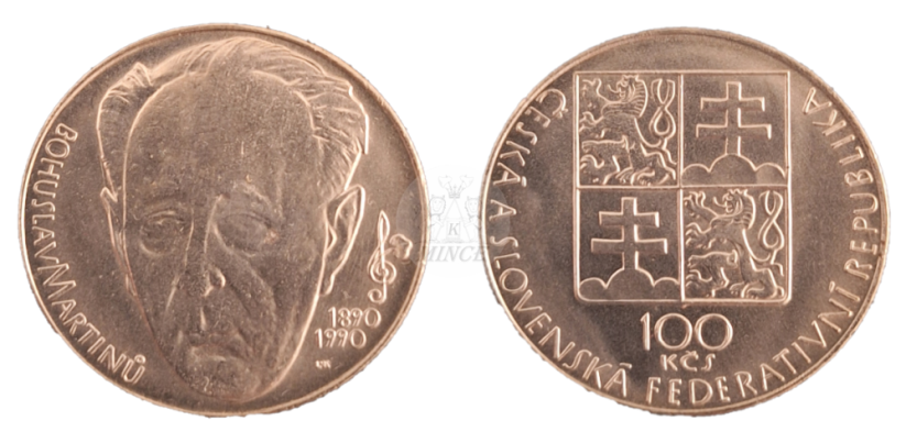 100 Kčs 1990 Sté výročí narození Bohuslava Martinů