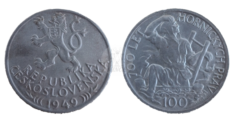 100 Kčs 1949, 700. výročí hornických práv Jihlava
