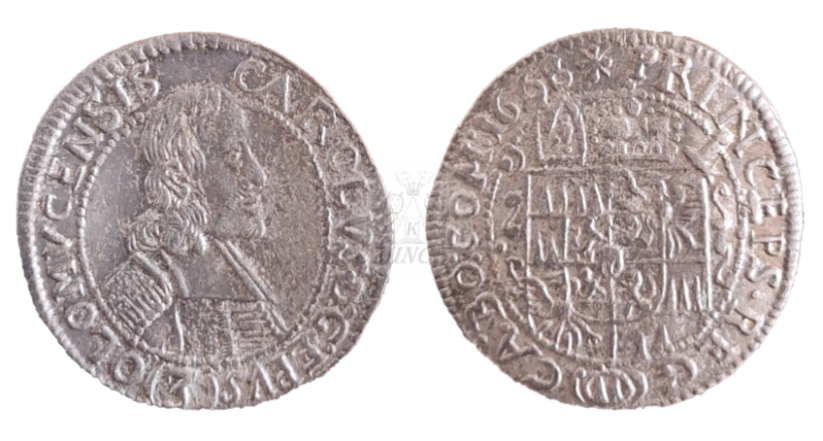 3 krejcar Karel II. z Lichtenštejna 1668 