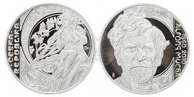 200 Kč Alfonz Mucha, 150. výročí narození 2010 PROOF