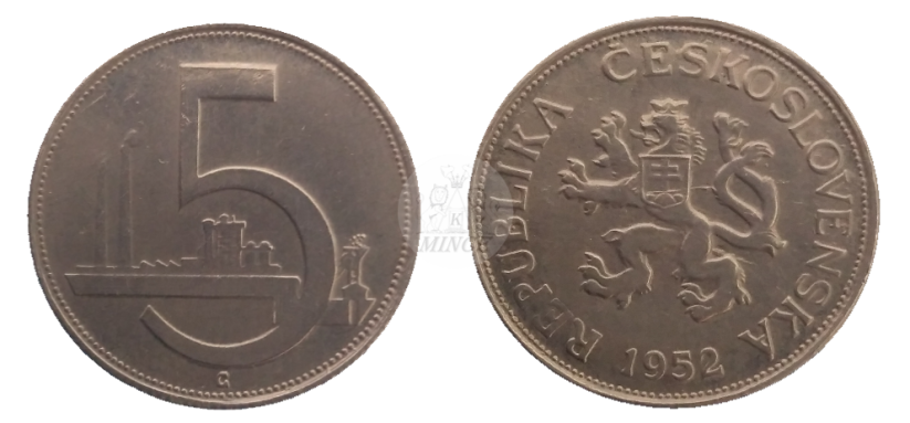 5 Kčs 1952 zkušební ražba RR!