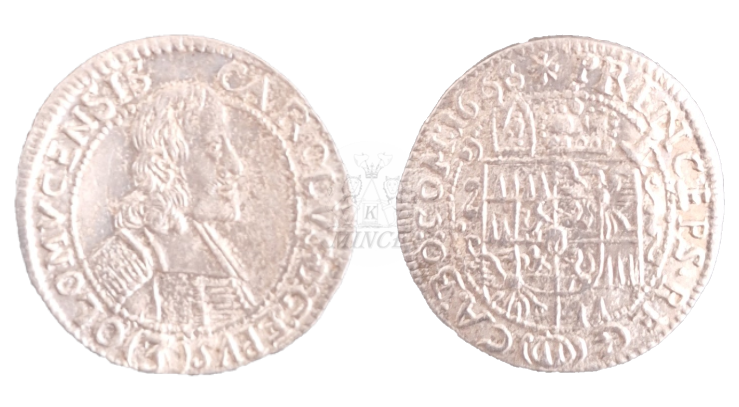 3 krejcar Karel II. z Lichtenštejna 1668 Kroměříž