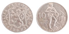 10 Kčs 1954 Desáté výročí Slovenského národního povstání 10 Kčs 1954 Desáté výročí Slovenského národního povstání