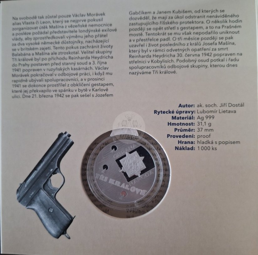 Stříbrná medaile Balabán, Mašín, Morávek PROOF