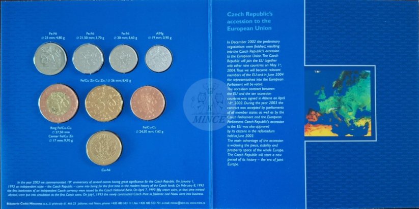 Sada oběžných mincí ČR 2004 Vstup ČR do EU BK