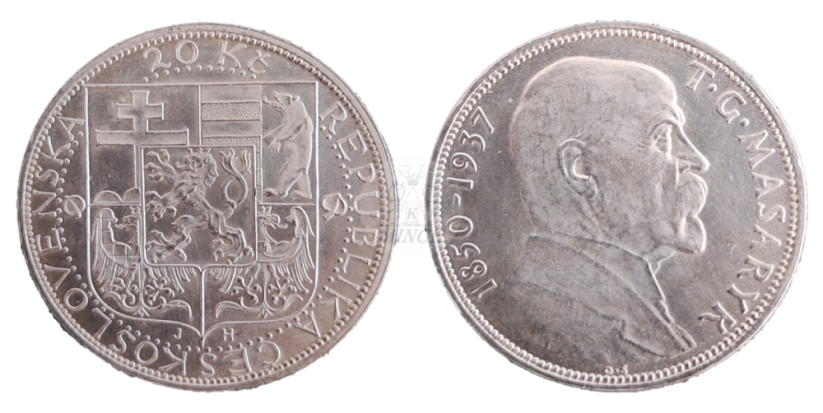 20 Kč 1937 Úmrtí presidenta T. G. Masaryka