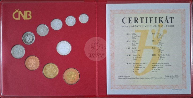 Sada oběžných mincí ČR 2003 PROOF