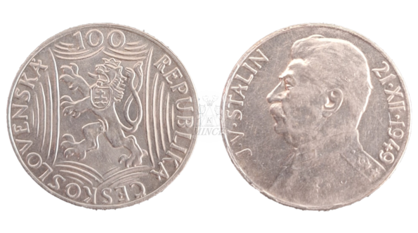 100 Kčs 1949 Sedmdesáté výročí narození J. V. Stalina
