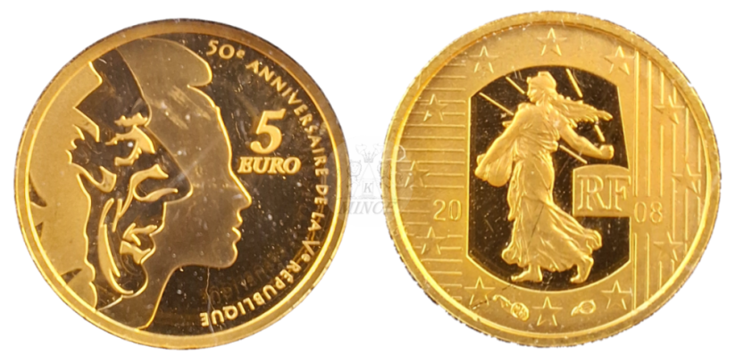 5 Euro 2008 Francie 50. výročí 5. Francouzské republiky
