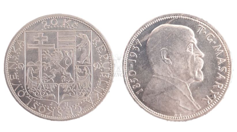 20 Kč 1937 Úmrtí presidenta T. G. M.