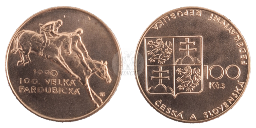 100 Kčs 1990 U příležitosti stého konání závodu Velká Pardubická 