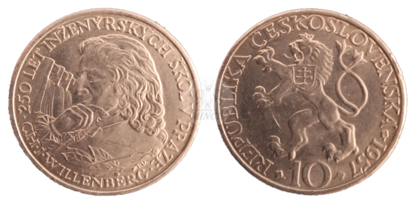 10 Kčs 1957, 250. výročí založení inženýrských škol v Praze