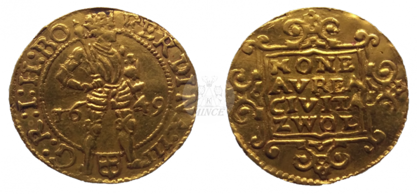 Dukát Zwolle 1649, s titulem Ferdinanda III.