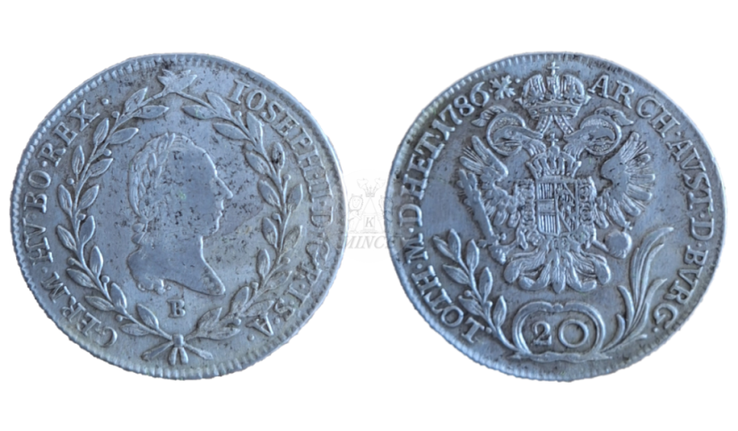 20 krejcar Josef II. 1786 B Kremnica