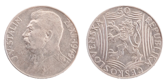 50 Kčs 1949 Sedmdesáté výročí narození J. V. Stalina