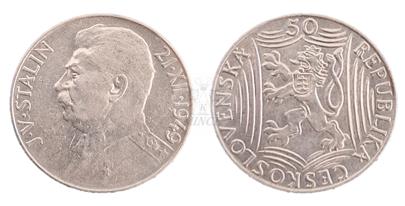 50 Kčs 1949 Sedmdesáté výročí narození J. V. Stalina