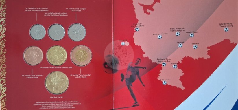 Sada oběžných mincí ČR 2018 MS ve fotbale Rusko BK